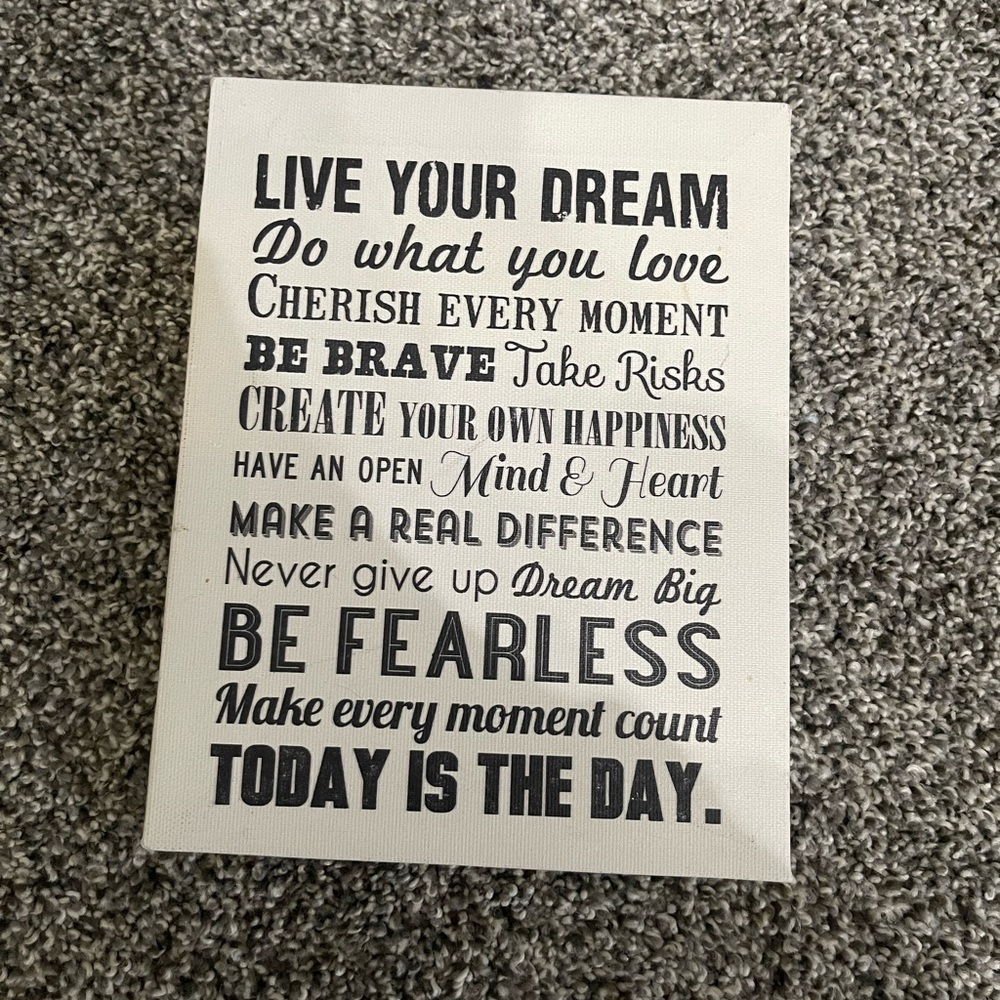 Louise Carey Hobby Lobby white canvas print live your dream inspirational quote